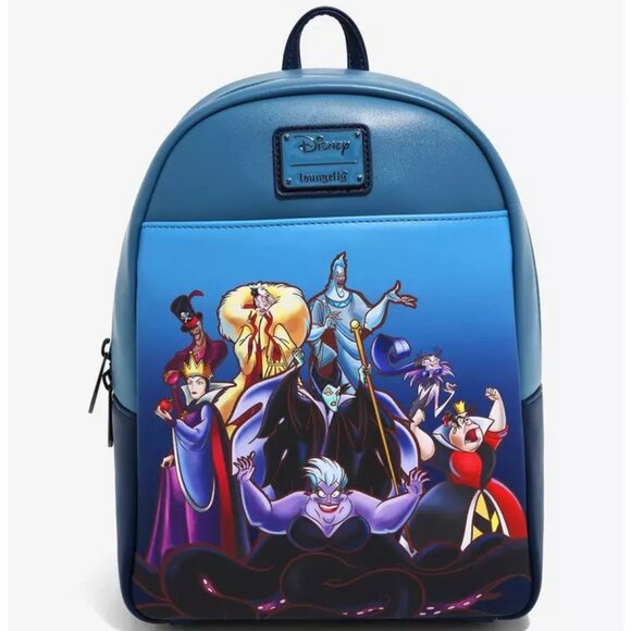 Loungefly Blue Disney Villains Mini Backpack - BoxLunch Exclusive New With Tags - Picture 1 of 4